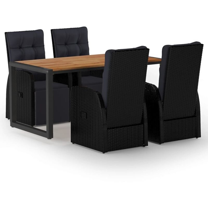

Juego de comedor para jardín 5 piezas negro - Negro - Vidaxl