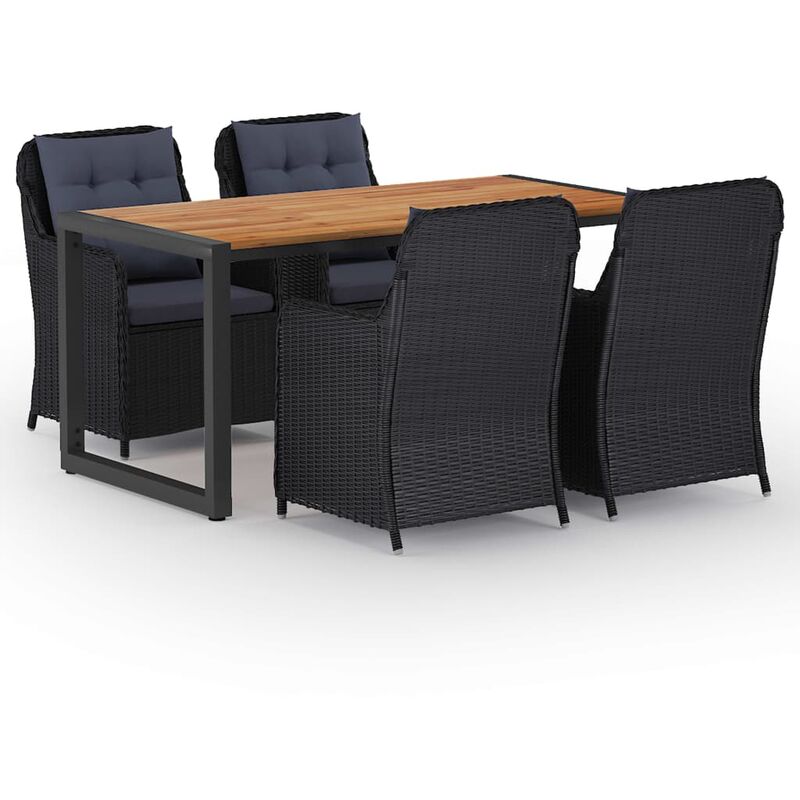 

Juego de comedor para jardín 5 piezas negro - Negro - Vidaxl