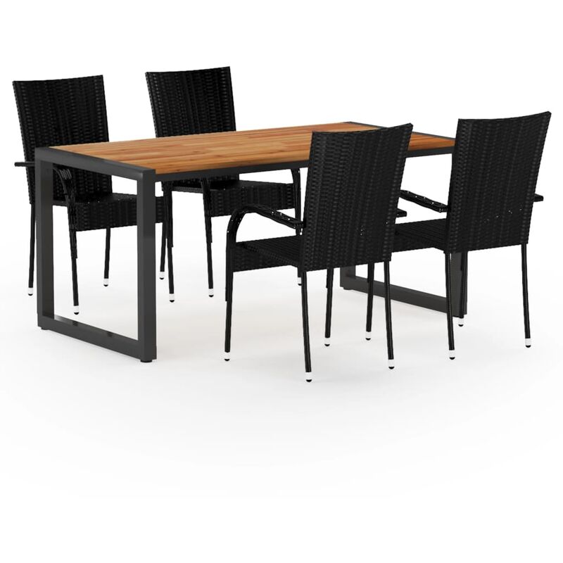

Juego de comedor para jardín 5 piezas negro - Negro - Vidaxl