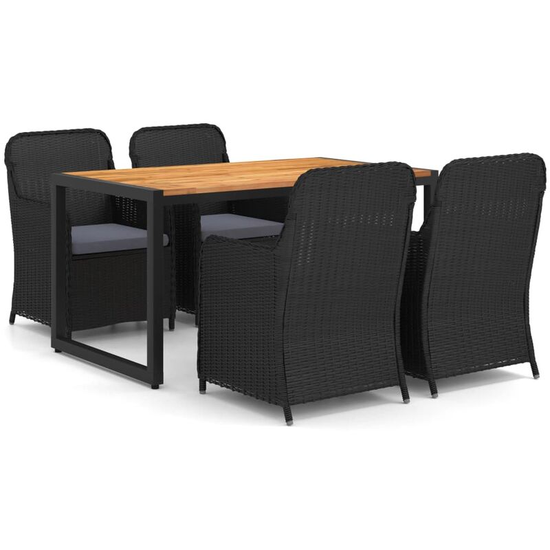 

Juego de comedor para jardín 5 piezas negro - Negro - Vidaxl