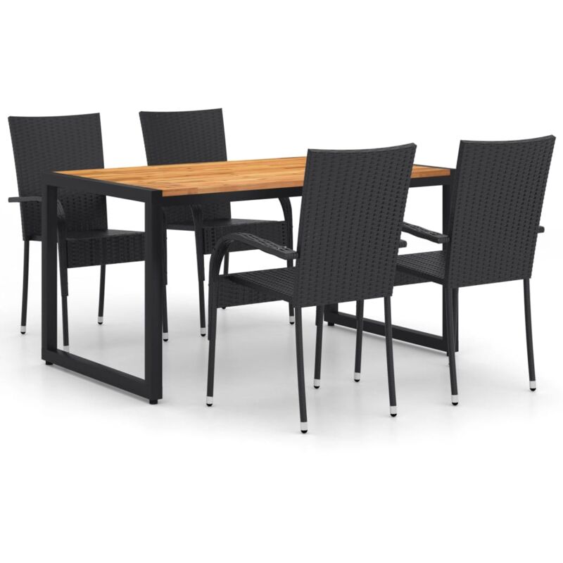 

Juego de comedor para jardín 5 piezas negro - Negro - Vidaxl