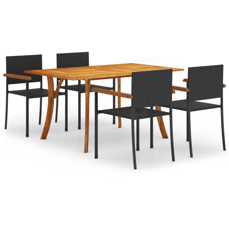 

Vidaxl - Juego de comedor para jardín 5 piezas negro - Negro
