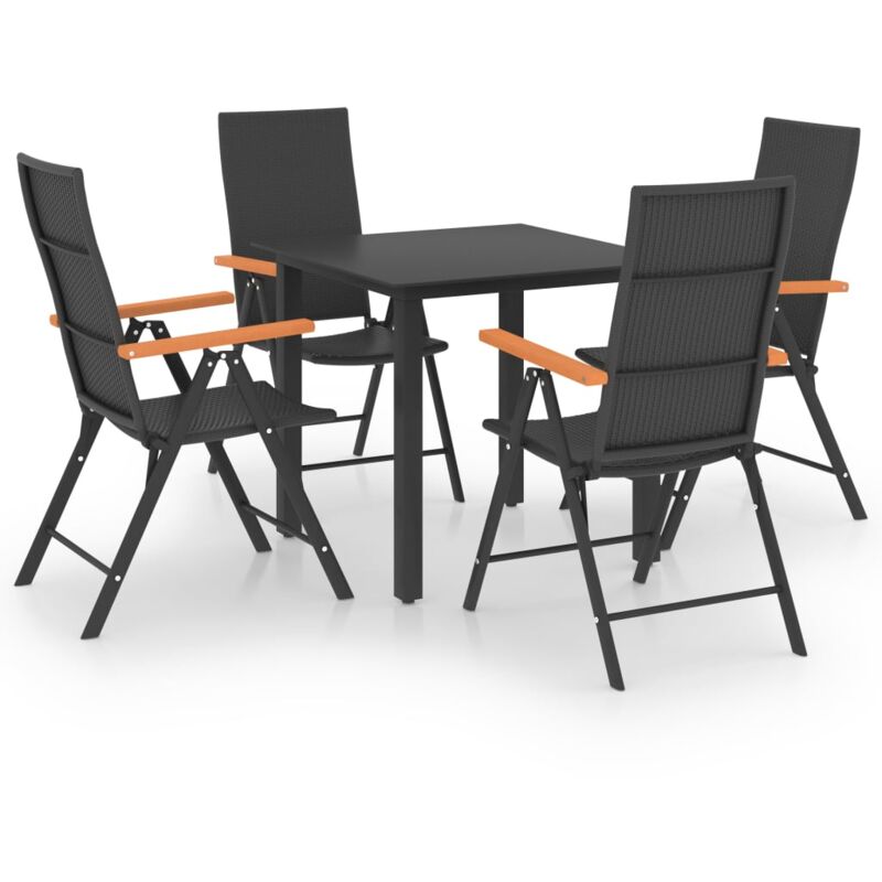 

vidaXL Juego de comedor para jardín 5 piezas negro y marrón - Negro