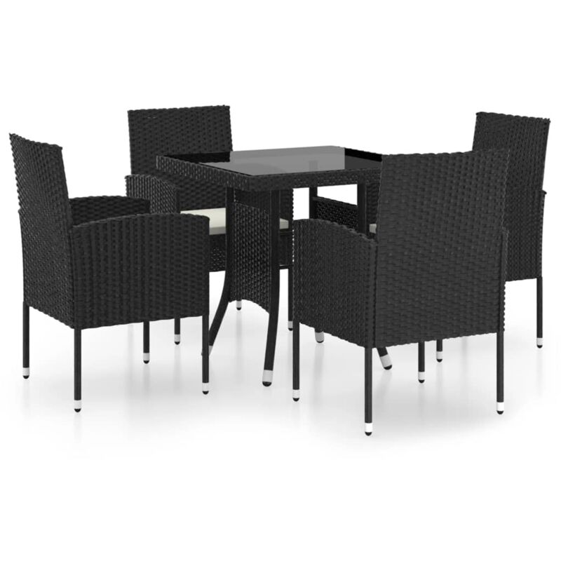 

Juego de comedor para jardín 5 piezas ratán sintético negro - Negro - Vidaxl