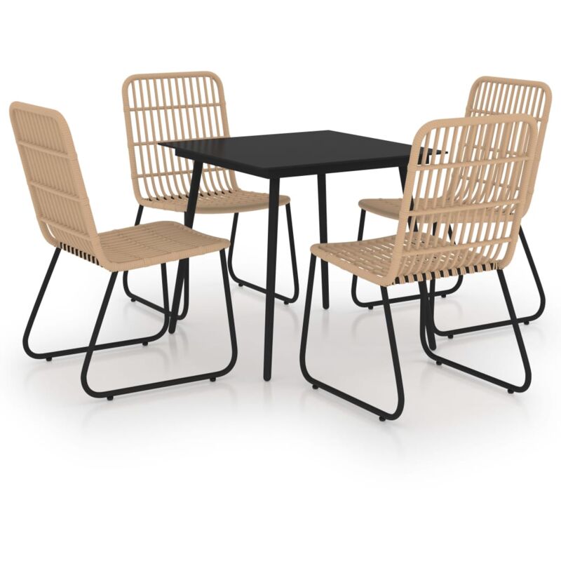 

Juego de comedor para jardín 5 piezas ratán sintético y vidrio - Marrón - Vidaxl