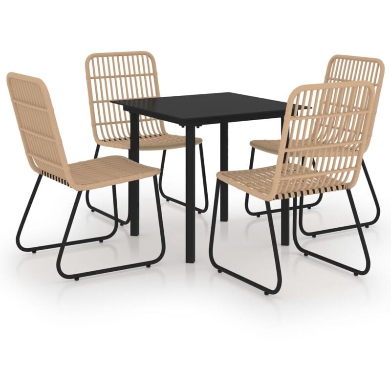 

vidaXL Juego de comedor para jardín 5 piezas ratán sintético y vidrio - Marrón