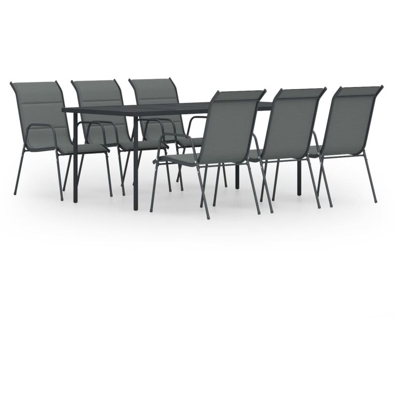 

Juego de comedor para jardín 7 piezas acero negro - Negro - Vidaxl