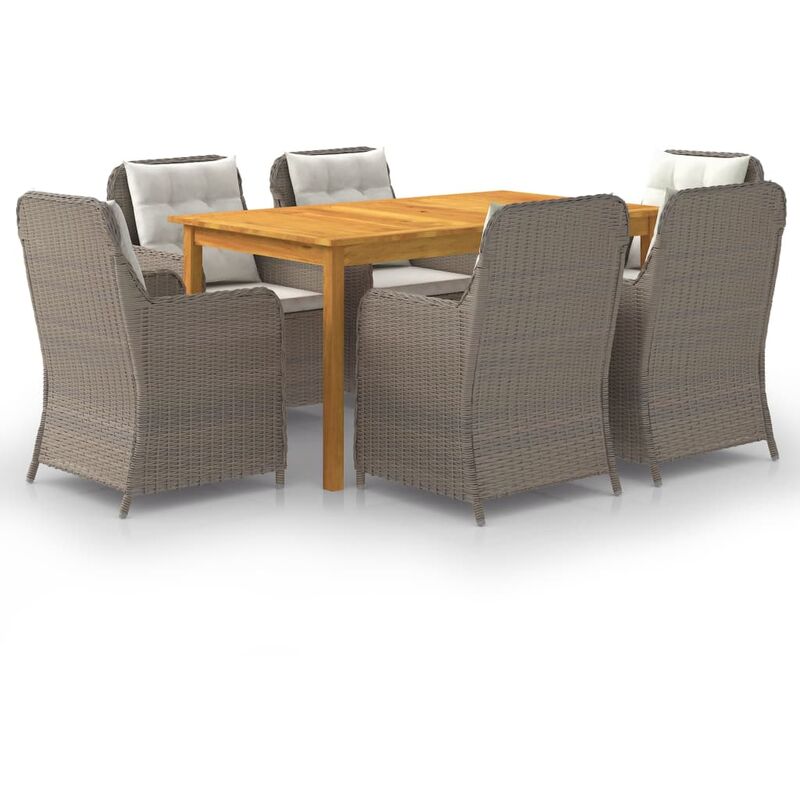 

vidaXL Juego de comedor para jardín 7 piezas marrón - Marrón