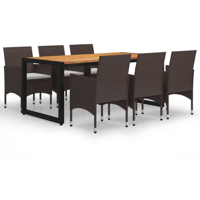 

vidaXL Juego de comedor para jardín 7 piezas marrón - Marrón