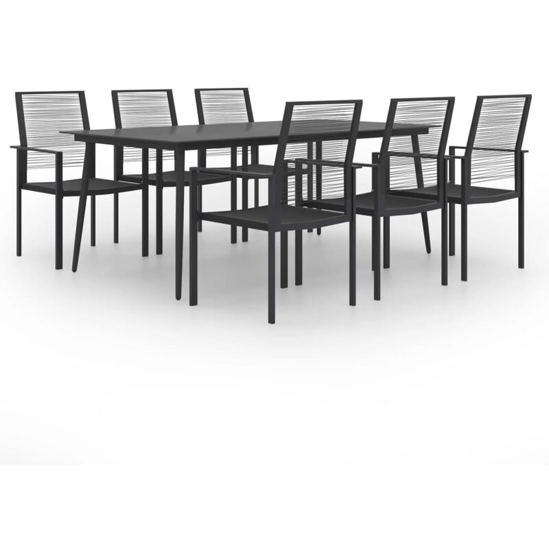 

Juego de comedor para jardín 7 piezas - Negro - Vidaxl