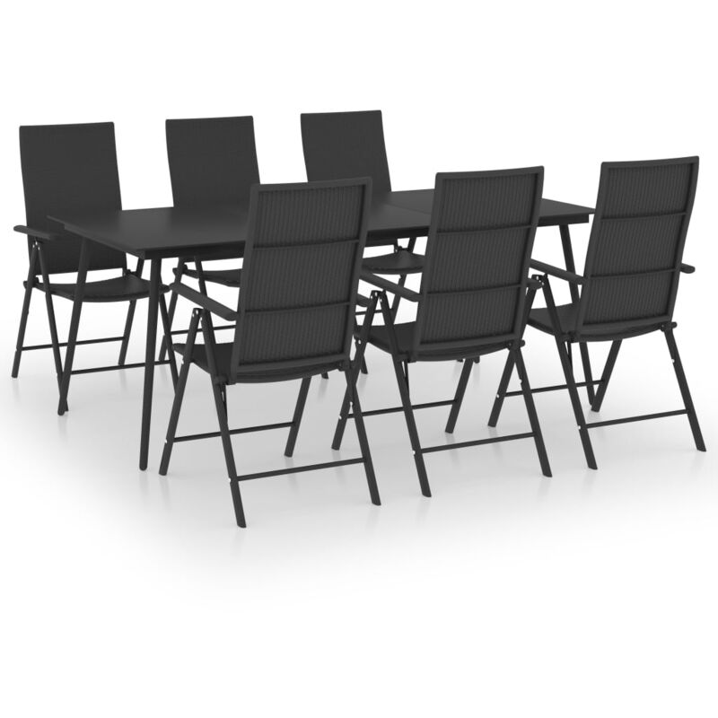 

vidaXL Juego de comedor para jardín 7 piezas negro - Negro