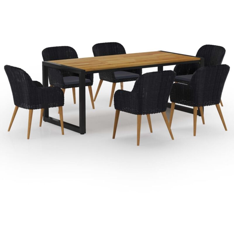 

Juego de comedor para jardín 7 piezas negro - Negro - Vidaxl