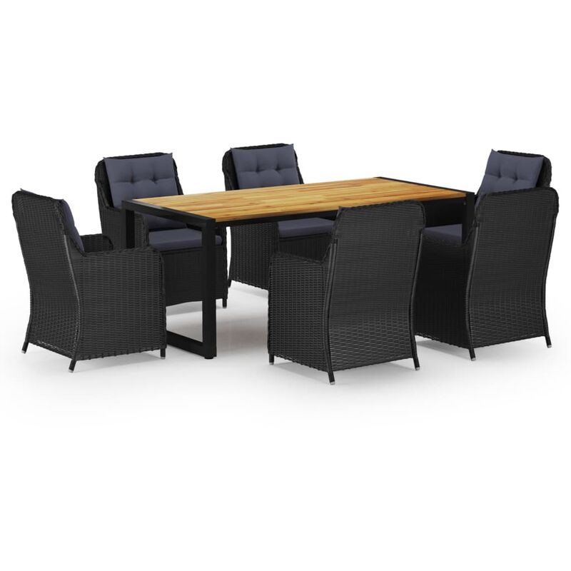

Juego de comedor para jardín 7 piezas negro - Negro - Vidaxl