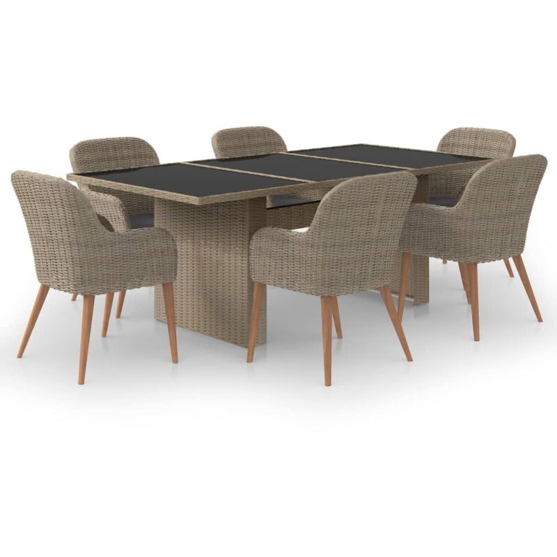 

Juego de comedor para jardín 7 piezas ratán sintético marrón - Marrón - Vidaxl