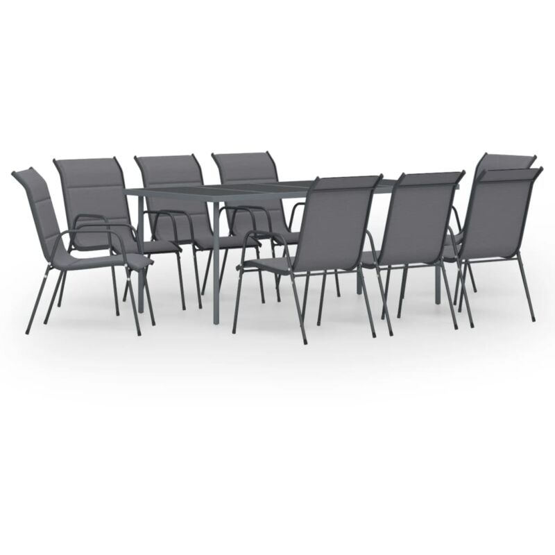 

Juego de comedor para jardín 9 piezas acero gris antracita - Antracita - Vidaxl