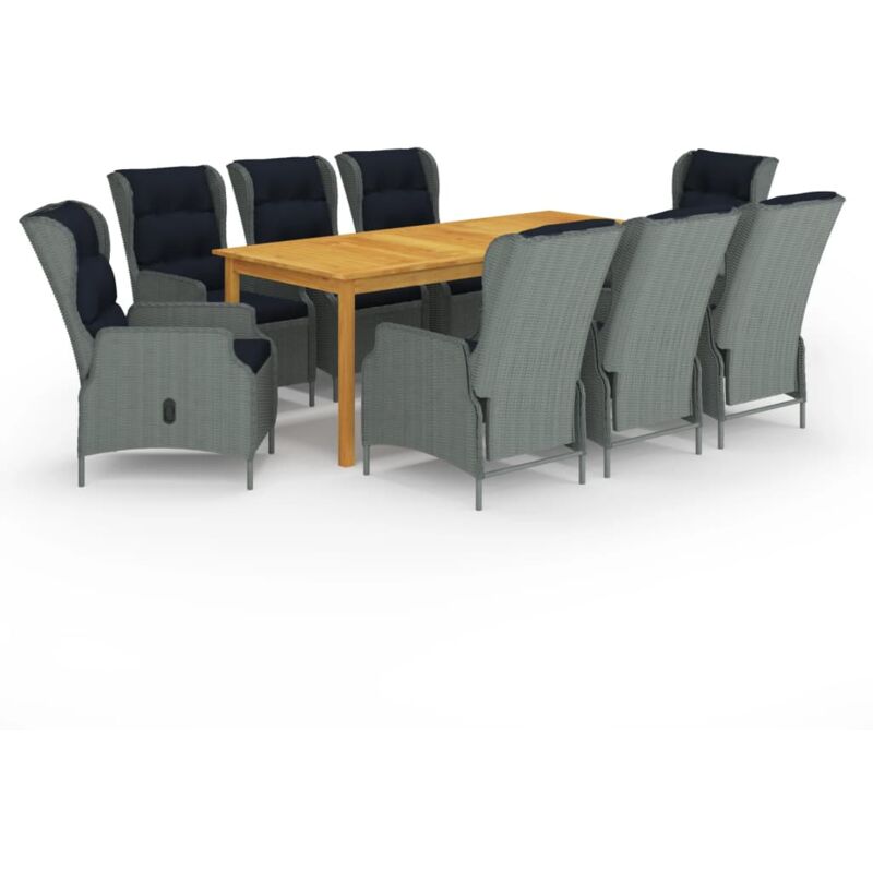 

Juego de comedor para jardín 9 piezas gris claro - Gris - Vidaxl