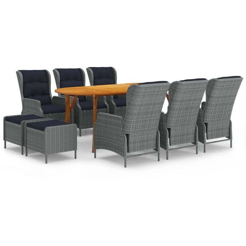 

vidaXL Juego de comedor para jardín 9 piezas gris claro - Gris