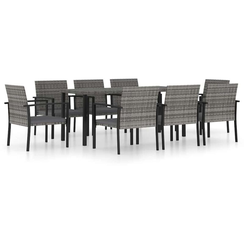

Juego de comedor para jardín 9 piezas ratán sintético gris - Gris - Vidaxl