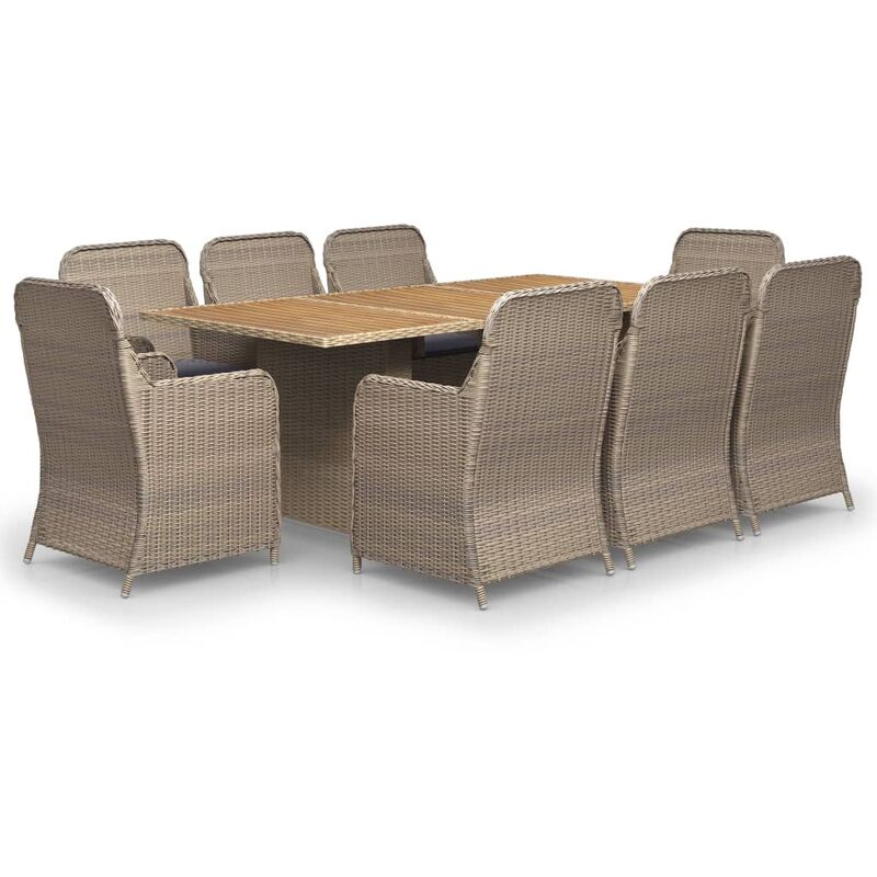 

Juego de comedor para jardín 9 piezas ratán sintético marrón - Marrón - Vidaxl