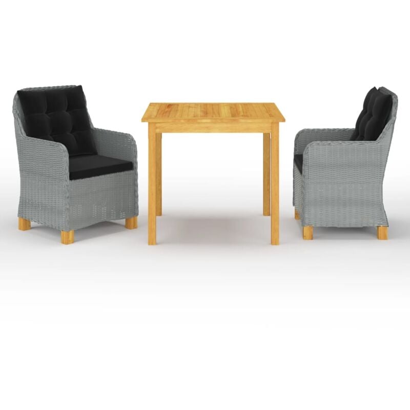

vidaXL Juego de comedor para jardín de 3 piezas gris claro - Gris