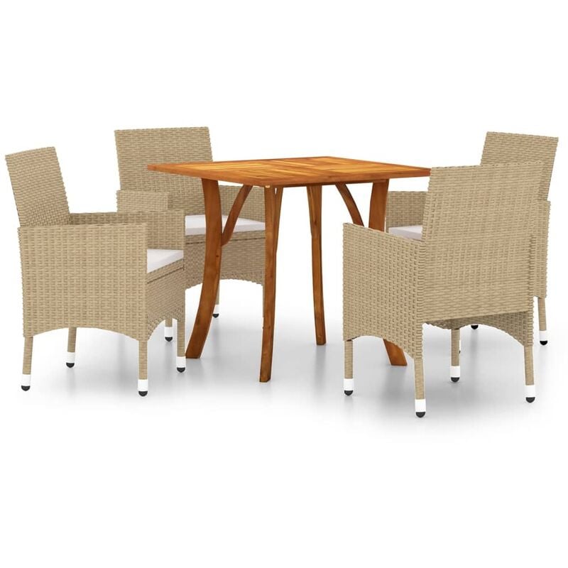 

vidaXL Juego de comedor para jardín de 5 piezas beige - Beige