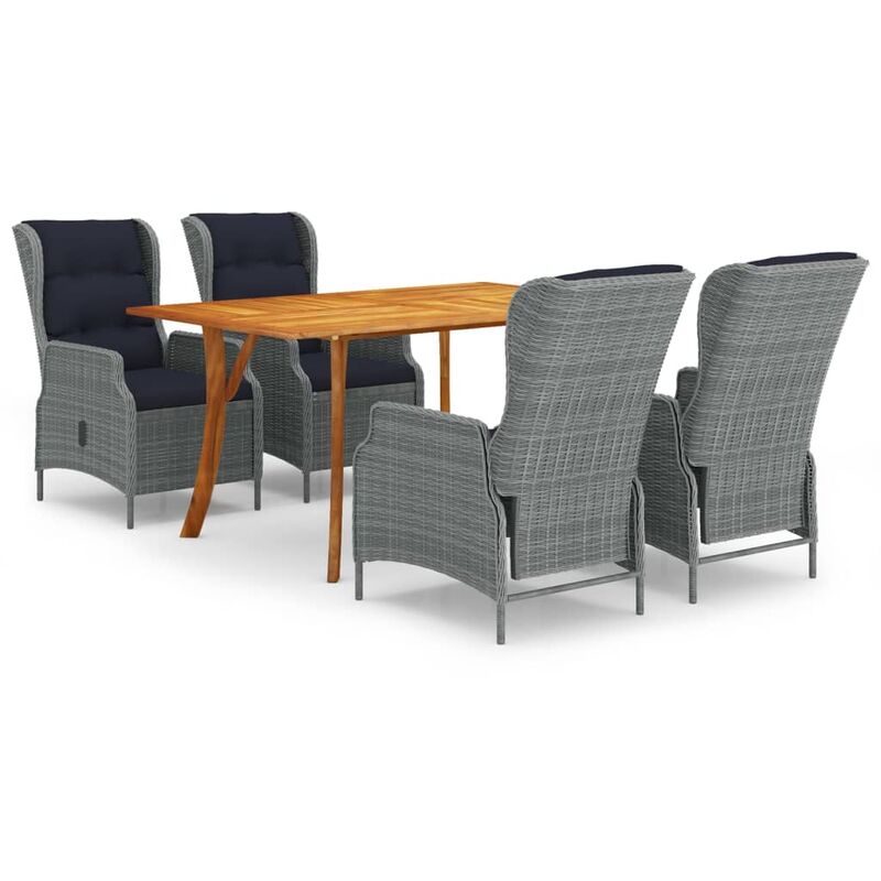 

Juego de comedor para jardín de 5 piezas gris claro - Gris - Vidaxl