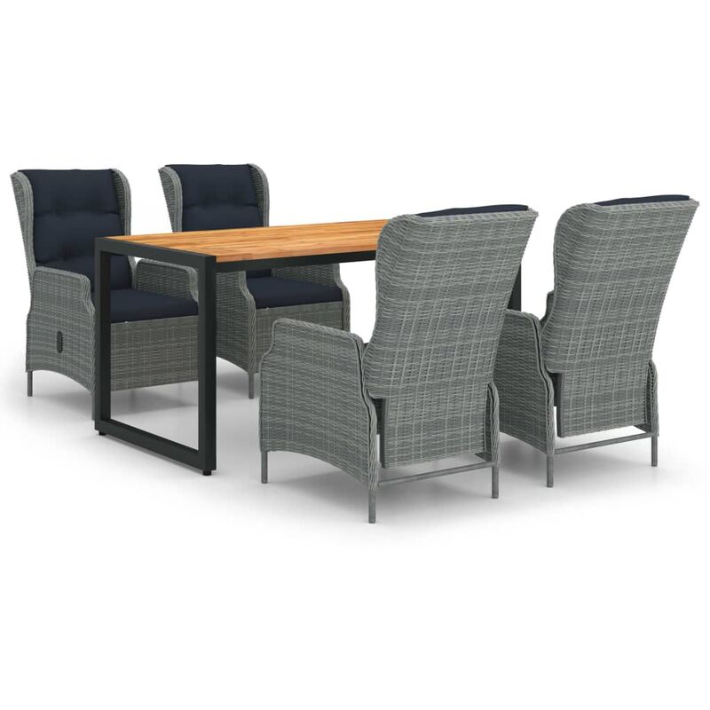 

Juego de comedor para jardín de 5 piezas gris claro - Gris - Vidaxl
