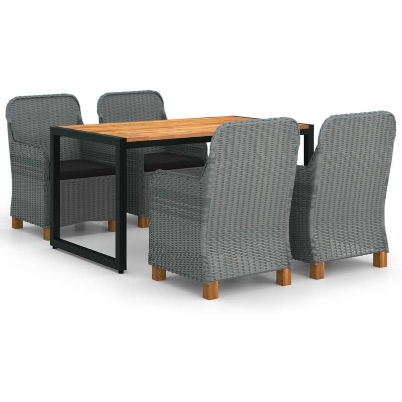 

Juego de comedor para jardín de 5 piezas gris claro - Gris - Vidaxl