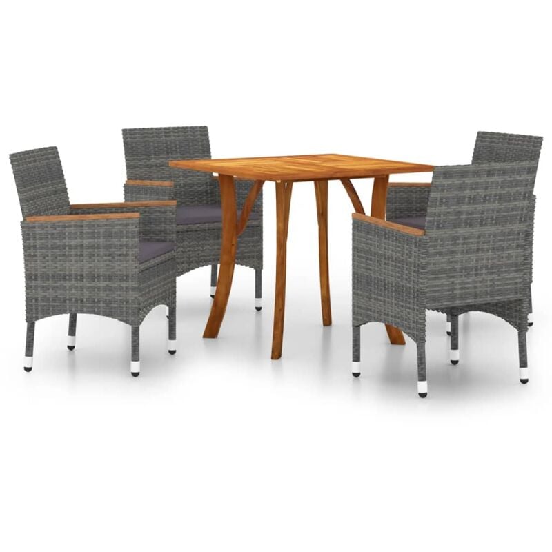 

vidaXL Juego de comedor para jardín de 5 piezas gris - Gris