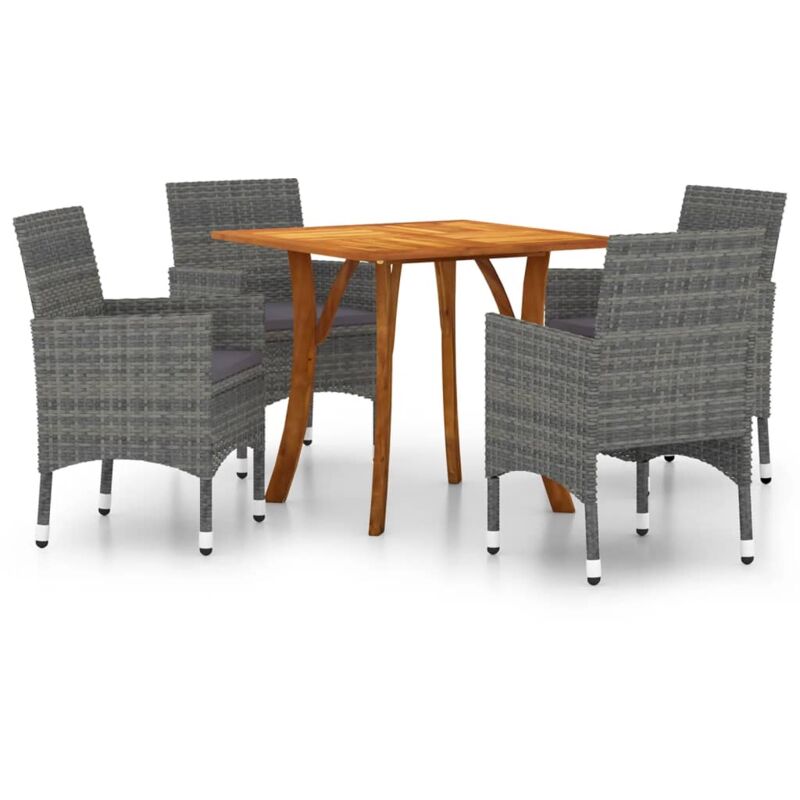 

vidaXL Juego de comedor para jardín de 5 piezas gris - Gris