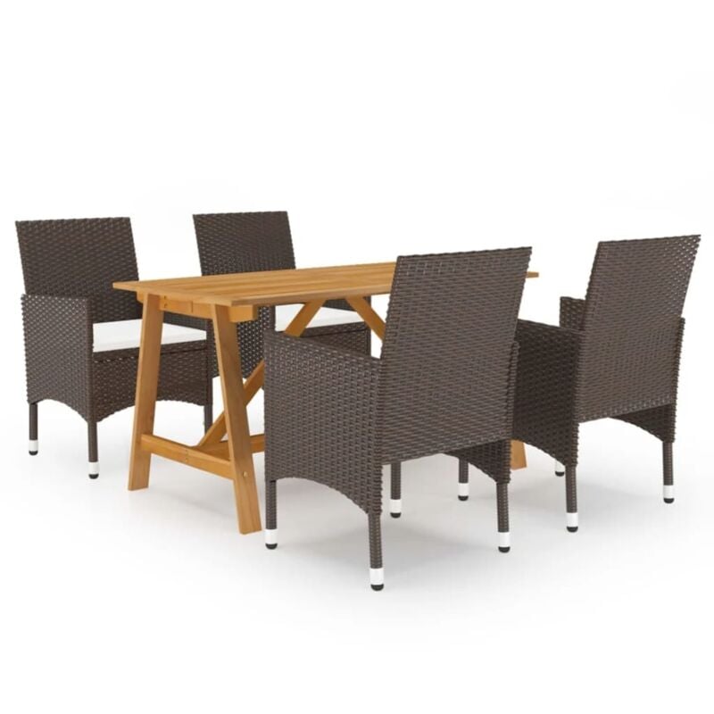 

vidaXL Juego de comedor para jardín de 5 piezas marrón - Marrón
