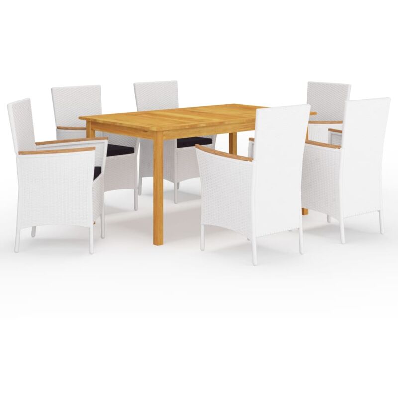 

Juego de comedor para jardín de 7 piezas - Blanco - Vidaxl