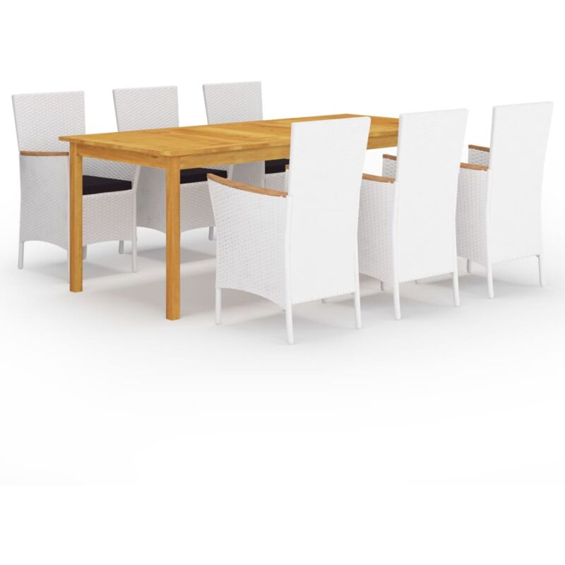 

Juego de comedor para jardín de 7 piezas - Blanco - Vidaxl