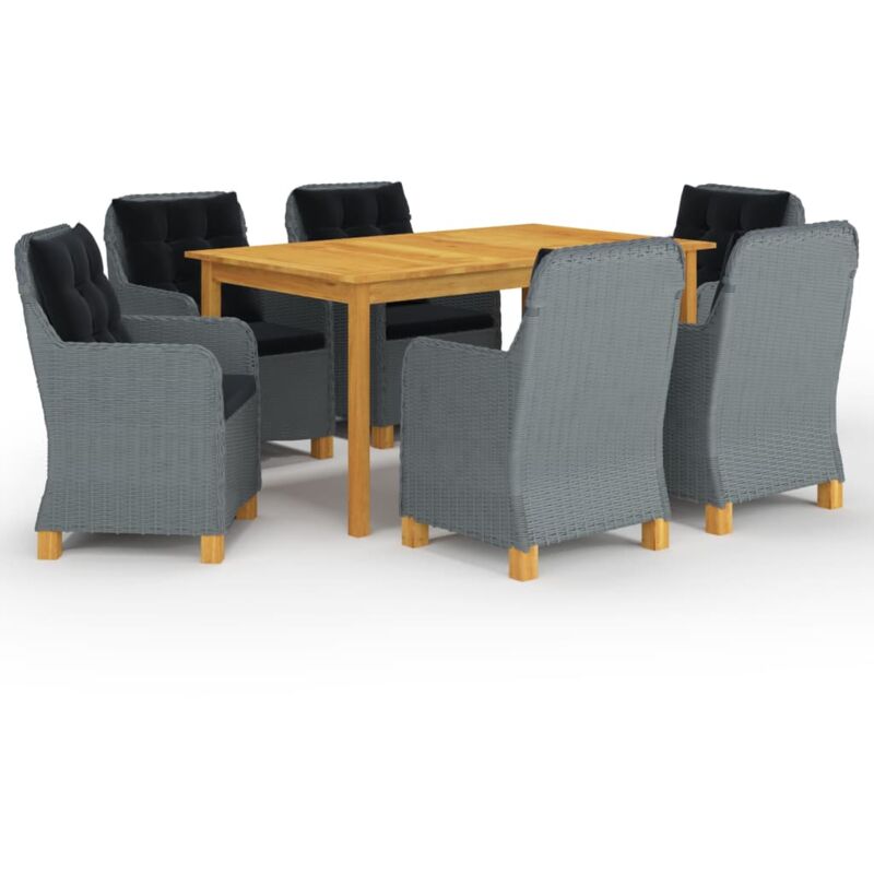 

Juego de comedor para jardín de 7 piezas gris claro - Gris - Vidaxl