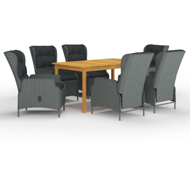

vidaXL Juego de comedor para jardín de 7 piezas gris claro - Gris