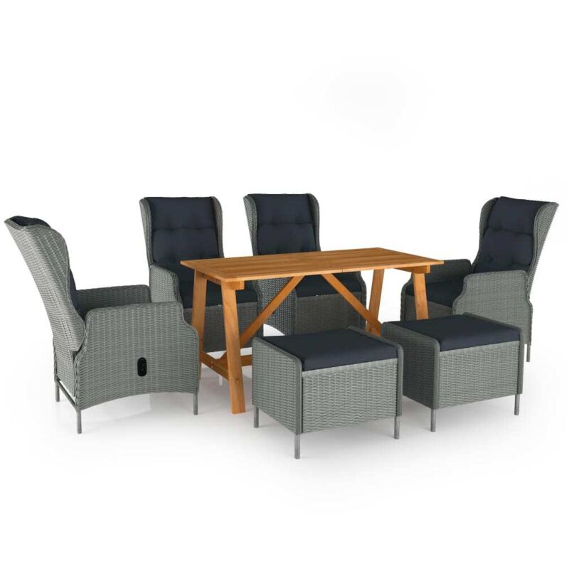 

Juego de comedor para jardín de 7 piezas gris claro - Gris - Vidaxl