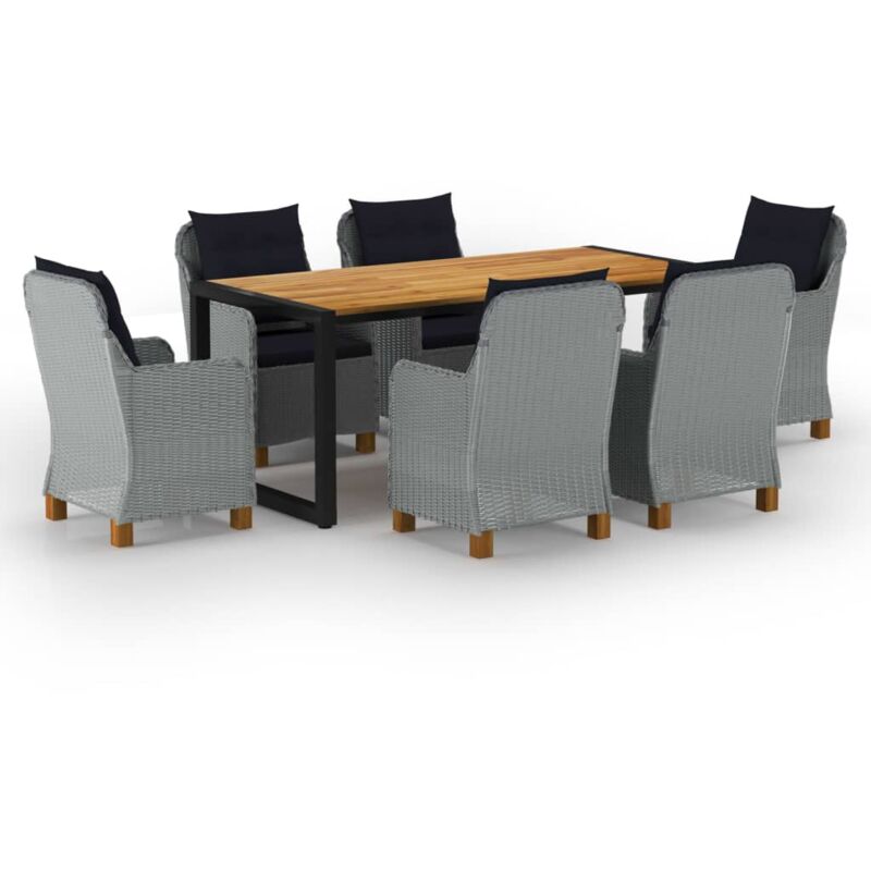 

Juego de comedor para jardín de 7 piezas gris claro - Gris - Vidaxl