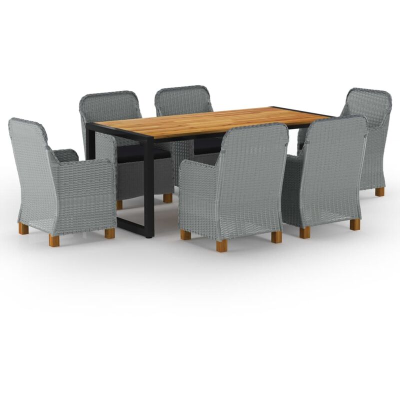

Juego de comedor para jardín de 7 piezas gris claro - Gris - Vidaxl
