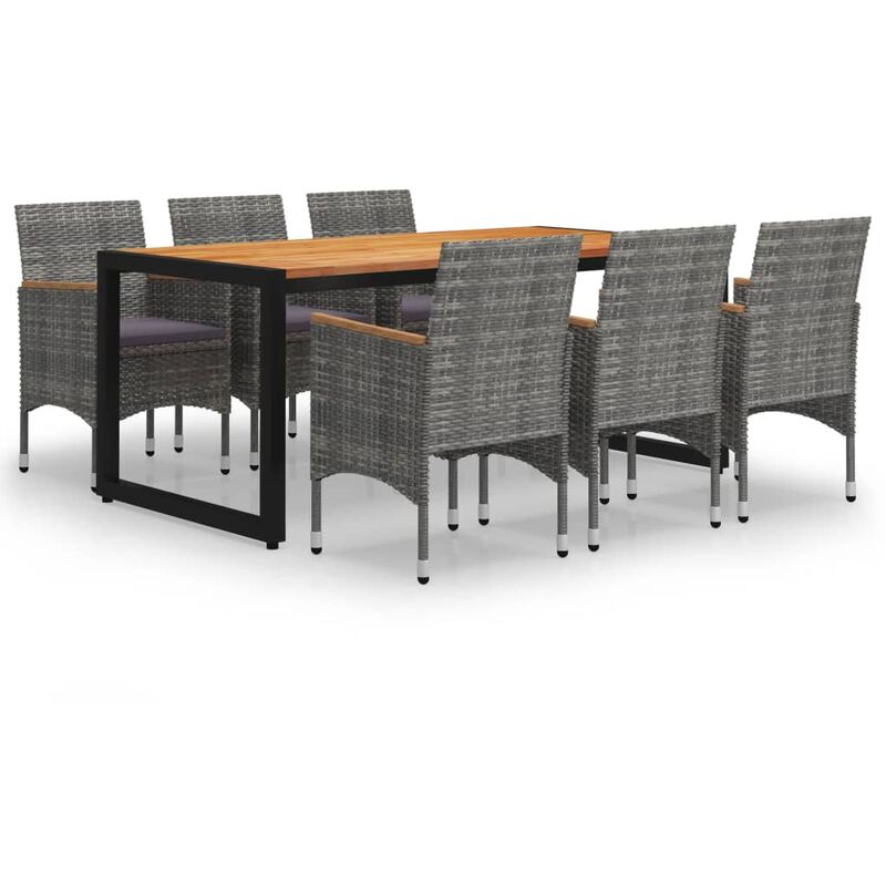 

Juego de comedor para jardín de 7 piezas gris - Gris - Vidaxl