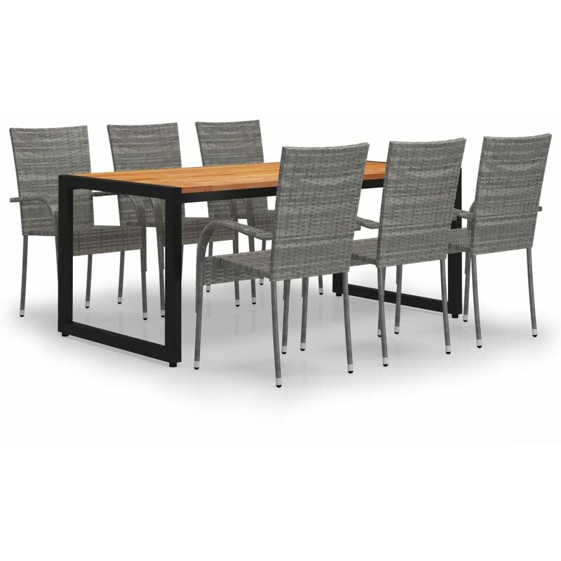 

vidaXL Juego de comedor para jardín de 7 piezas gris - Gris