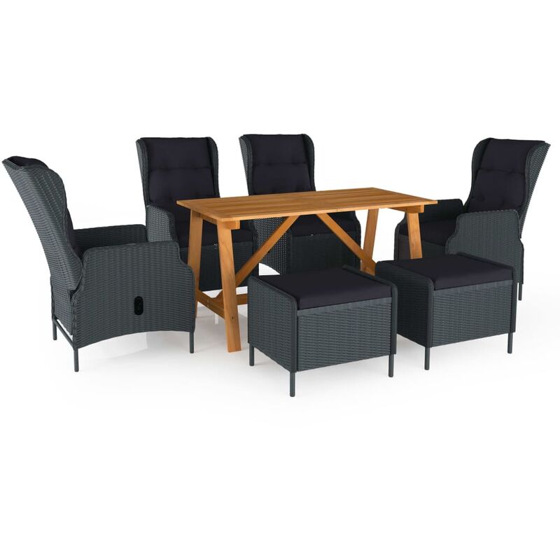 

Juego de comedor para jardín de 7 piezas gris oscuro - Gris - Vidaxl