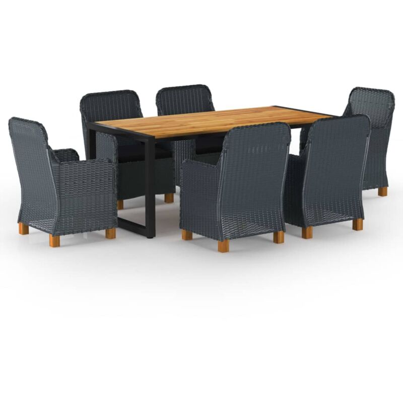 

Juego de comedor para jardín de 7 piezas gris oscuro - Gris - Vidaxl