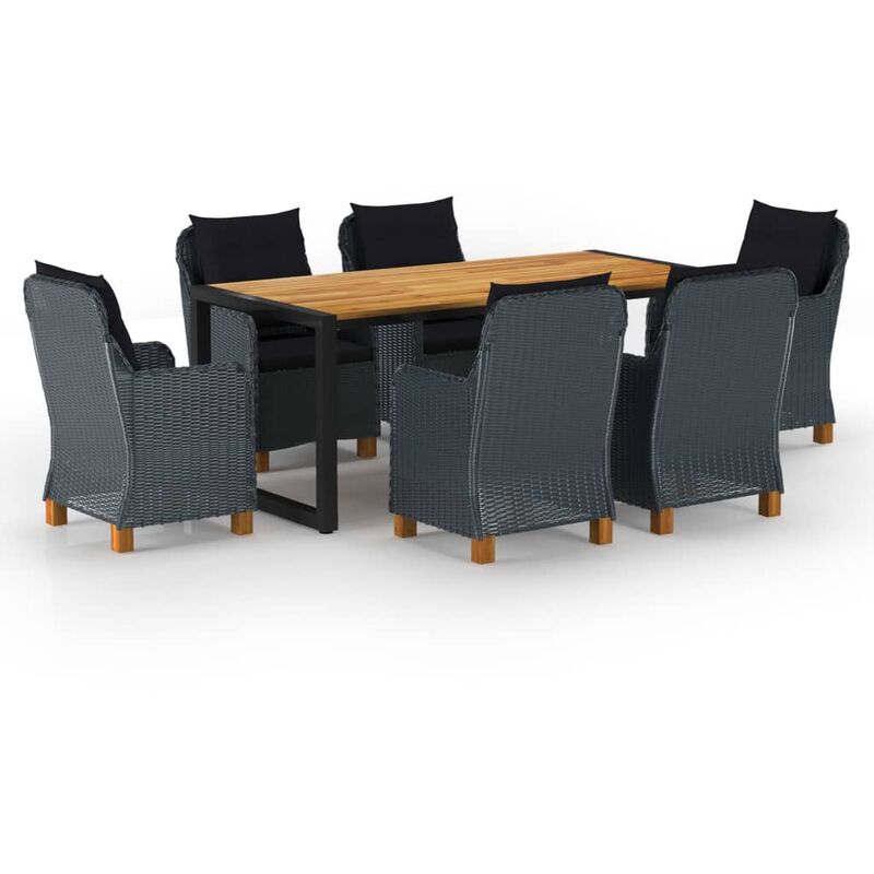 

Juego de comedor para jardín de 7 piezas gris oscuro - Gris - Vidaxl