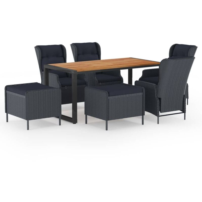 

Juego de comedor para jardín de 7 piezas gris oscuro - Gris - Vidaxl
