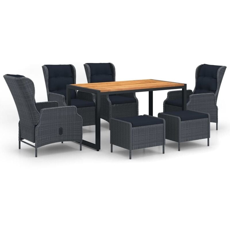 

Juego de comedor para jardín de 7 piezas gris oscuro - Gris - Vidaxl