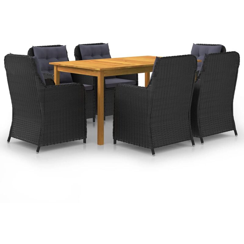 

Juego de comedor para jardín de 7 piezas negro - Negro - Vidaxl