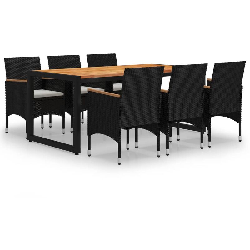 

Juego de comedor para jardín de 7 piezas negro - Negro - Vidaxl