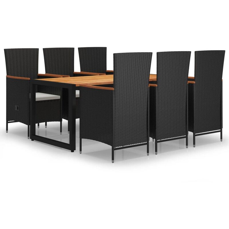 

Juego de comedor para jardín de 7 piezas negro - Negro - Vidaxl