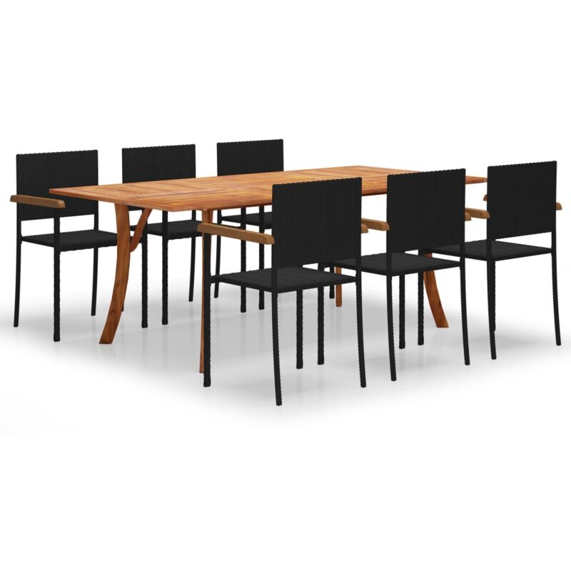 

Juego de comedor para jardín de 7 piezas negro - Negro - Vidaxl