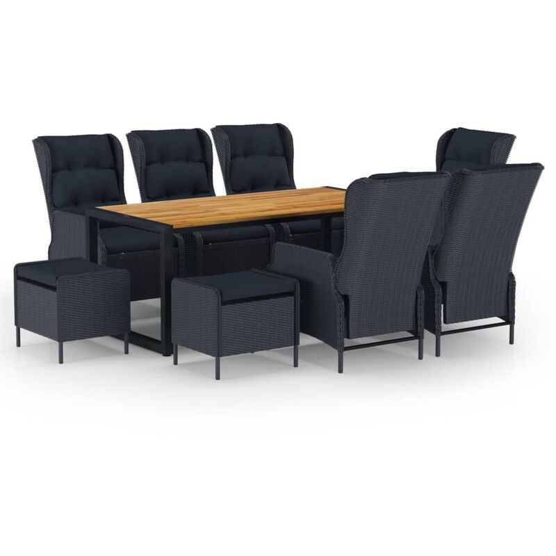 

Juego de comedor para jardín de 9 piezas gris oscuro - Gris - Vidaxl